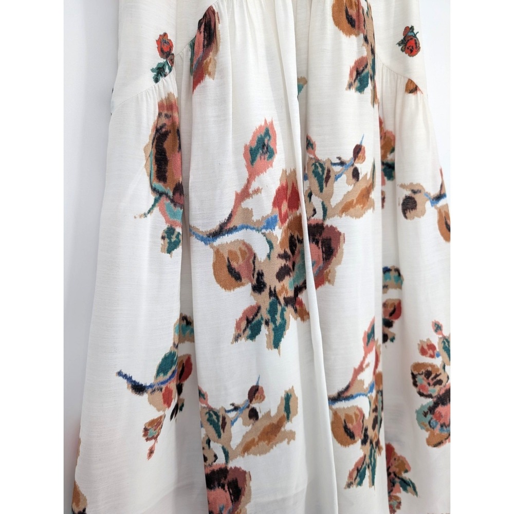 Vince White‎ Floral Gauze Shirred Midi Skirt XS Romantic Minimalist Cottage Chic - Picture 2 of 13